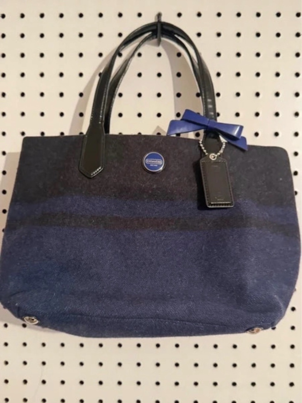 Coach Two-Tone Navy and Black Tote with Leather Handles